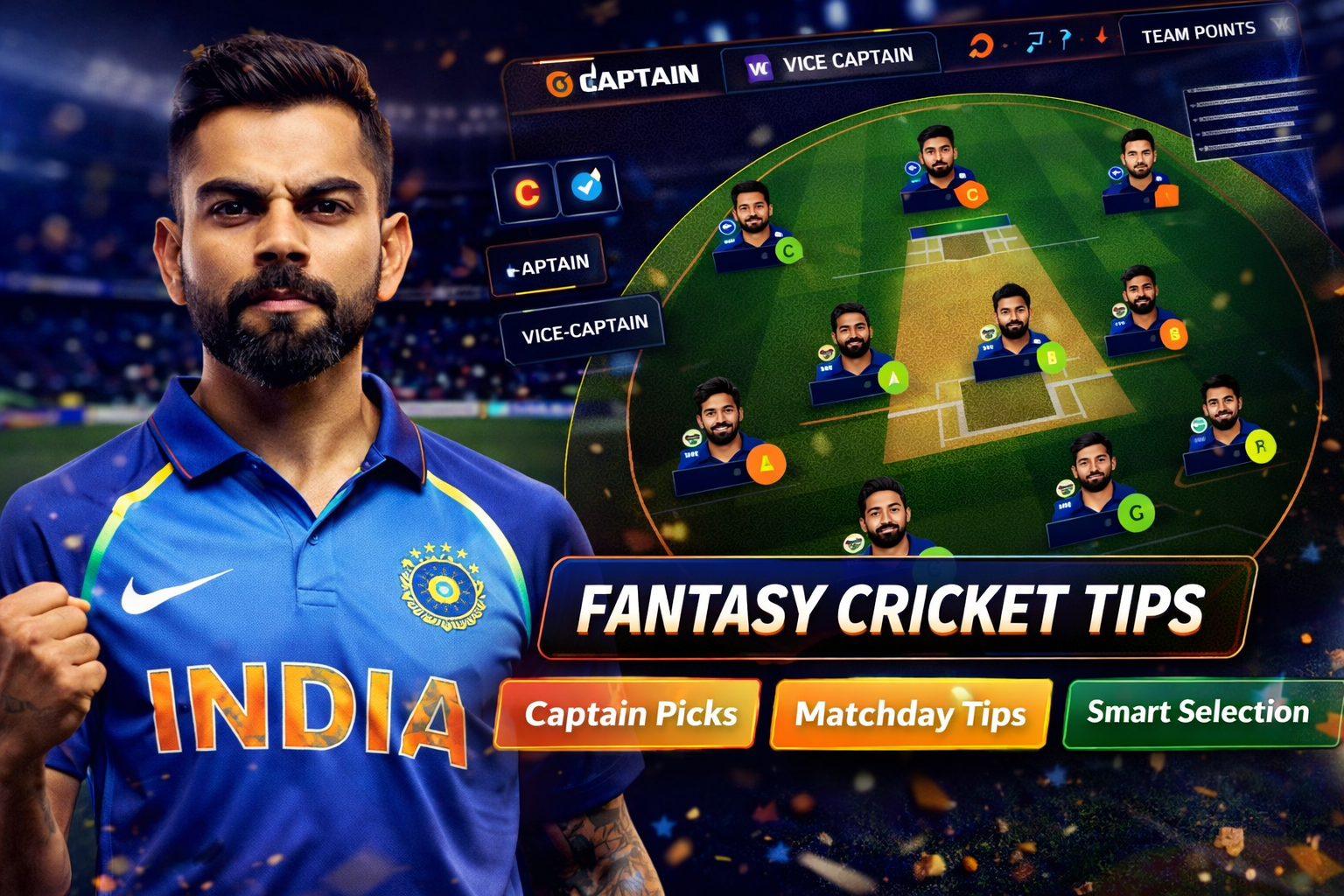 Play Cricket App role based fantasy cricket checklist