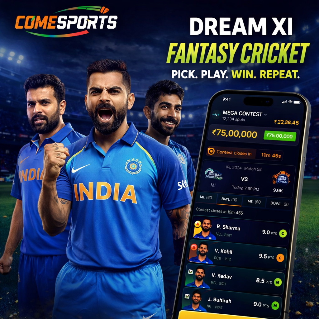 Play Cricket App fantasy cricket and India team visual